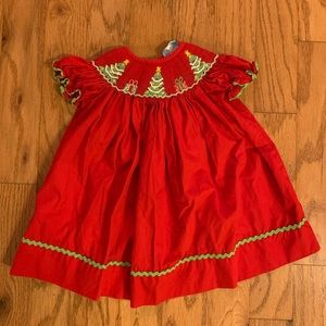 Smocked Christmas tree red dress 3months
